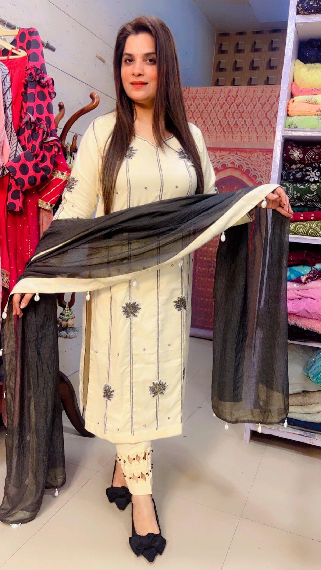 Ivory Embroidered Designer Suit (PS003)