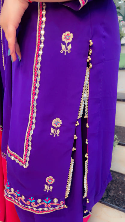 Purple Georgette Embroidered Suit (SS006)
