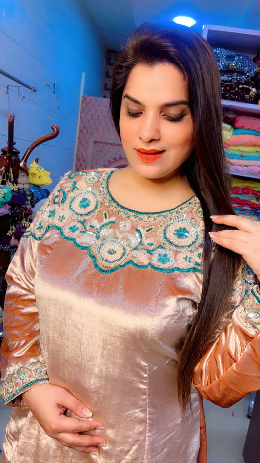 Embroidered Velvet Co-ord