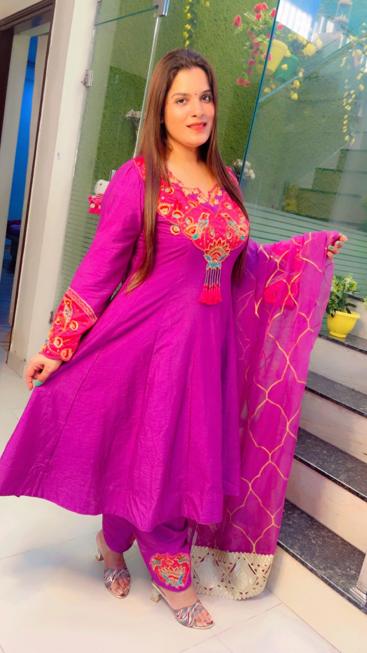 Purple Embroidered Anarkali Suit (AS002)
