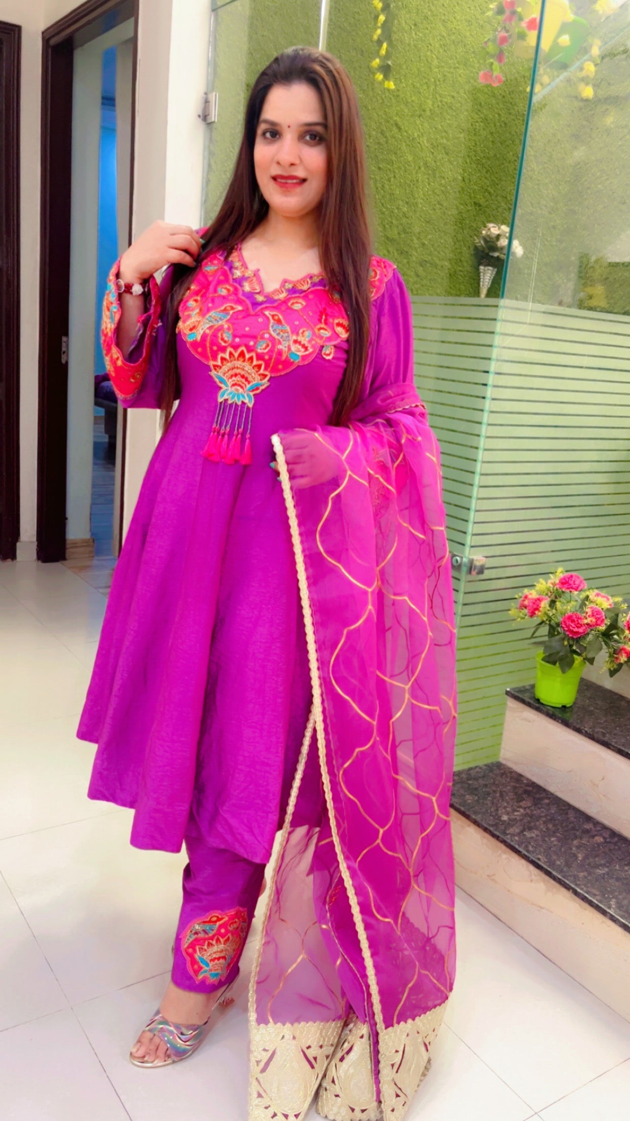 Purple Embroidered Anarkali Suit (AS002)