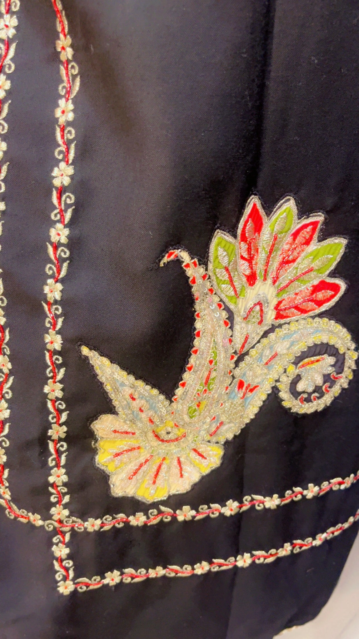 Designer Black Embroidered Cotton Pant Suit With Chiffon Dupatta (PS002)
