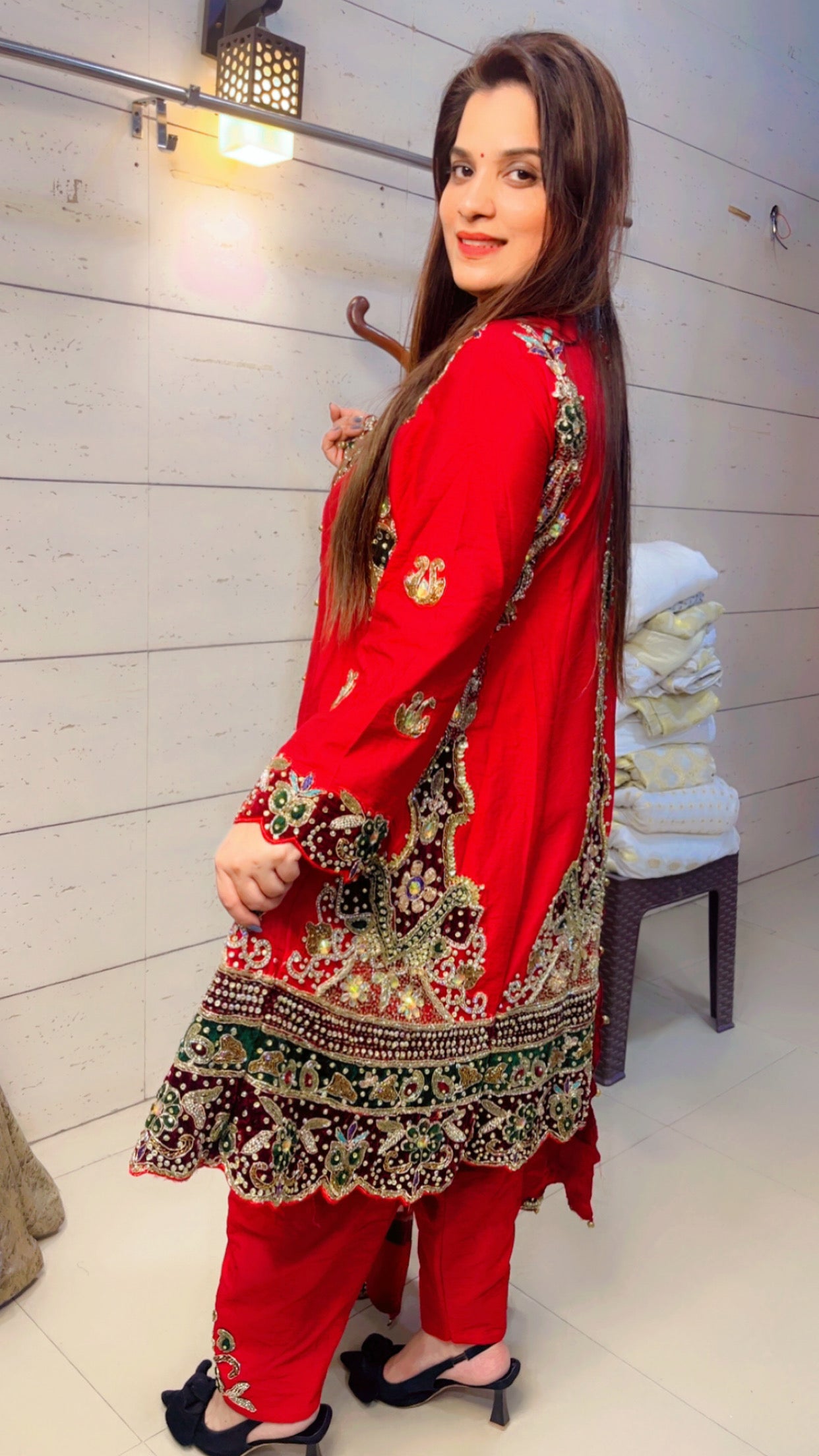 Red Anarkali Suit For Weddings (AS001)