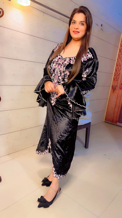 Black Winter Hand Worked Dress (WD002)