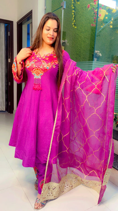 Purple Embroidered Anarkali Suit (AS002)