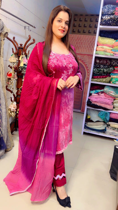 Ombre Pink Velvet Suit (PS007)