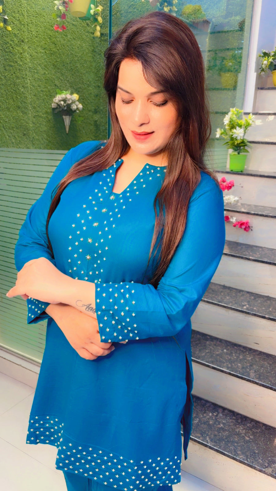 Peacock Embroidered Kurti With Afghani Salwar (KS003)