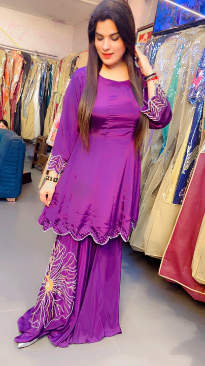 Purple A-line Embroidered Co-ord (CS007)