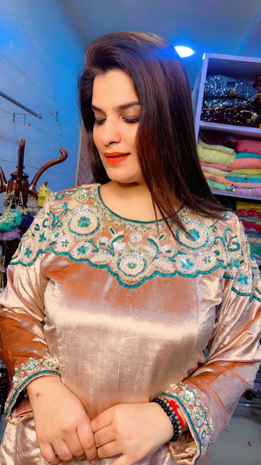 Embroidered Velvet Co-ord