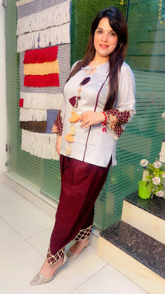 Light Grey Designer Cotton Co-Ord Set