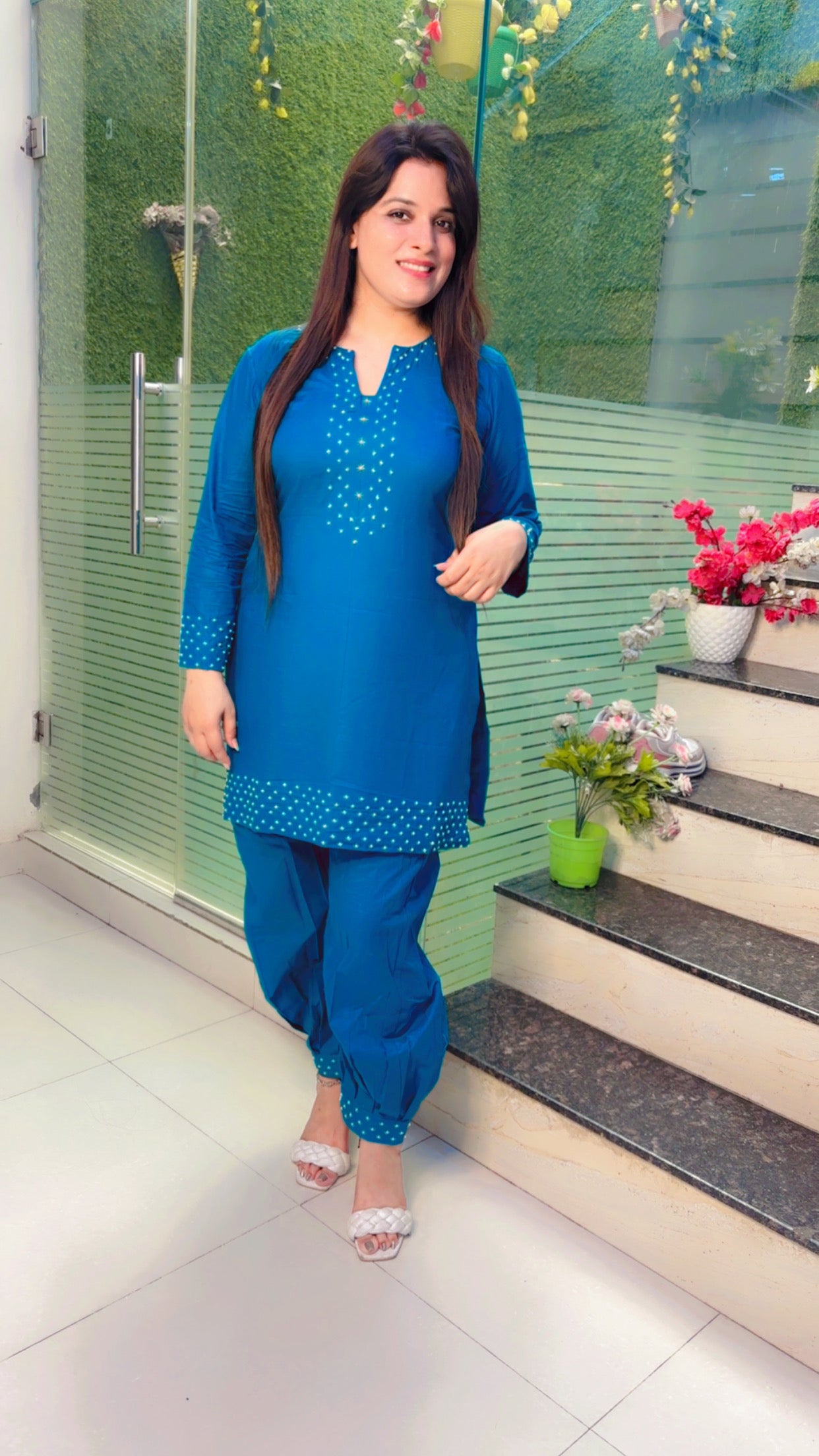Blue Cotton Co-Ord Set For Summer (CS)