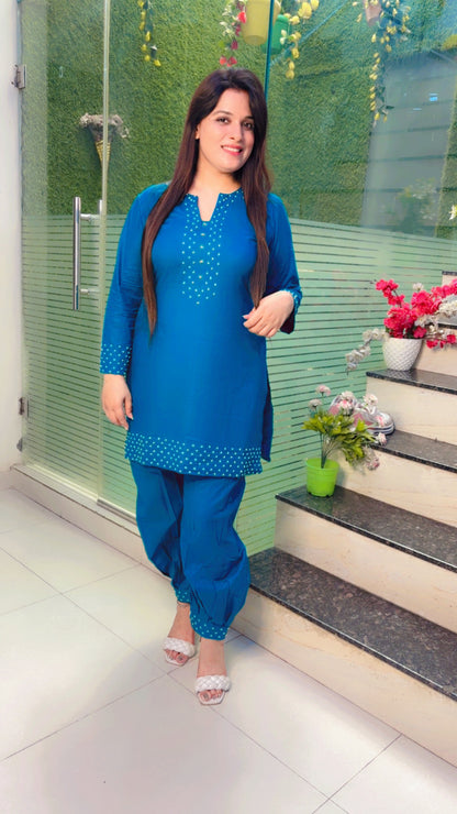 Blue Cotton Co-Ord Set For Summer (CS)