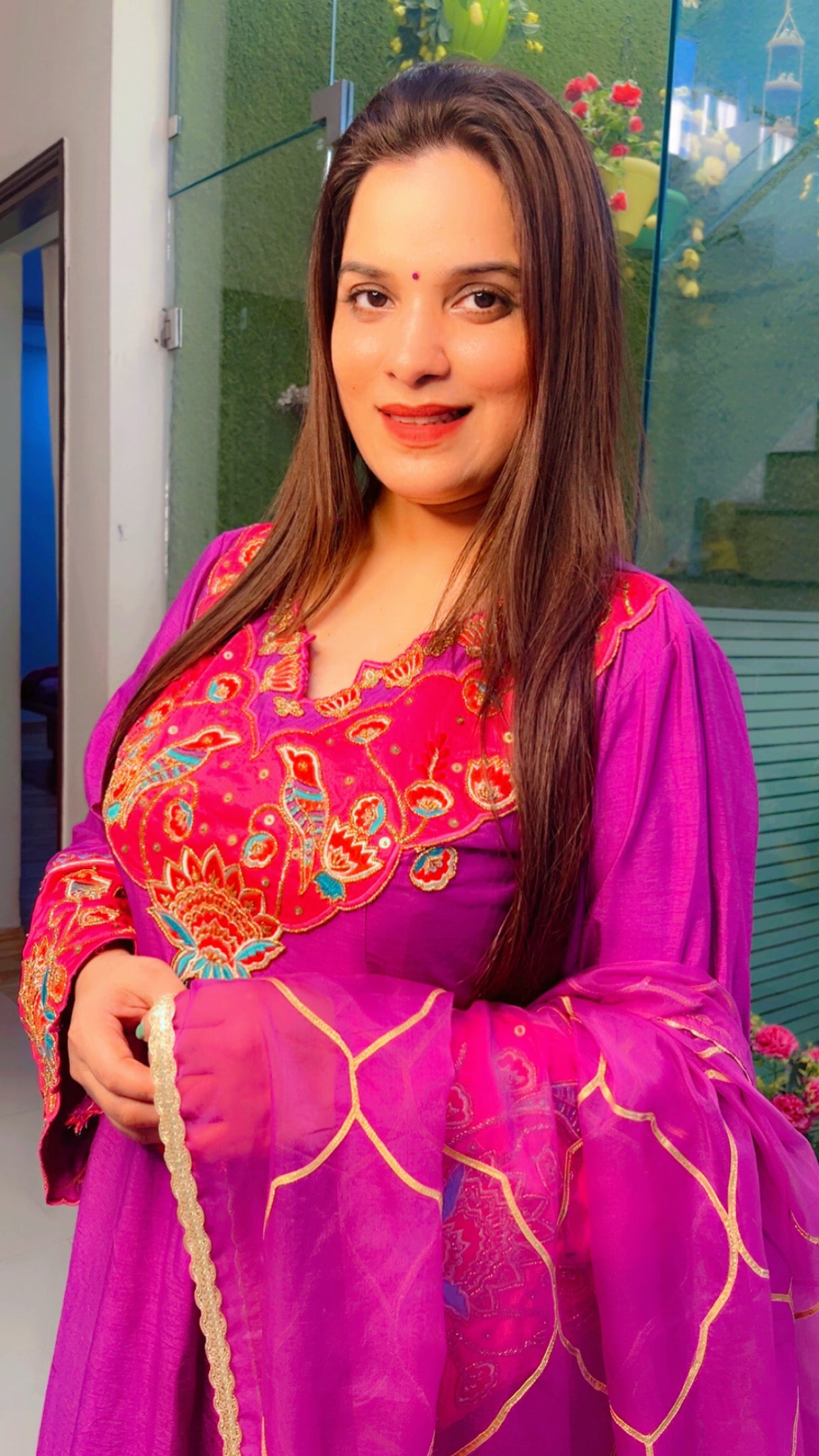 Purple Embroidered Anarkali Suit (AS002)