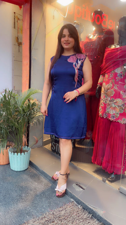 Dark Blue Tunic With Hand Embroidered Patching (TN001)