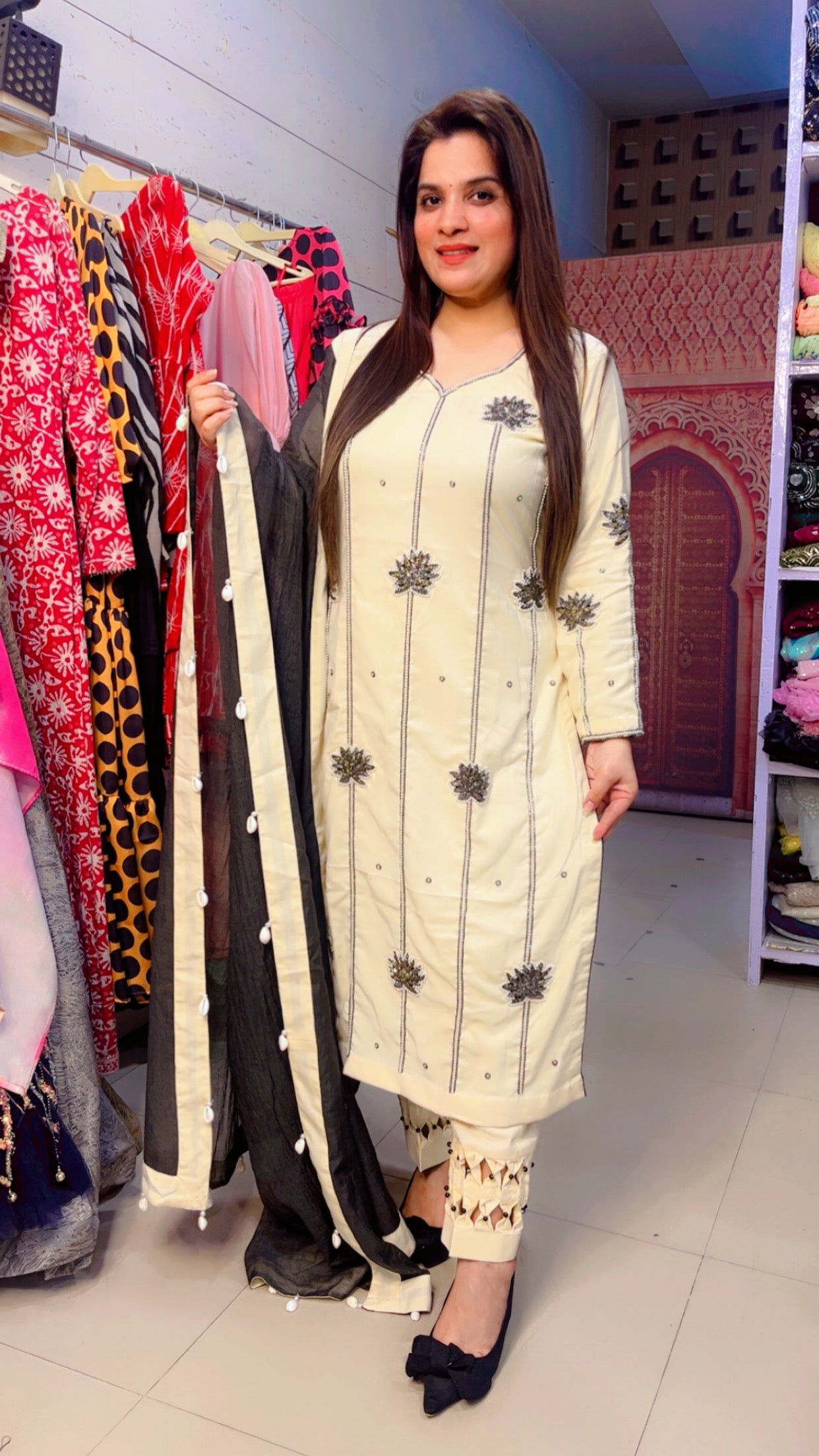 Ivory Embroidered Designer Suit (PS003)