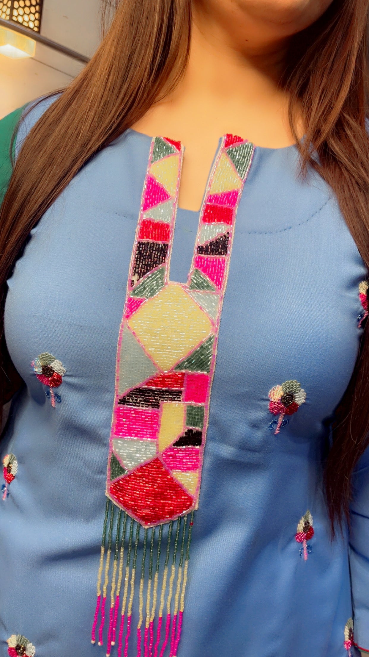 Blue Spun Embroidered Suit (PS008)
