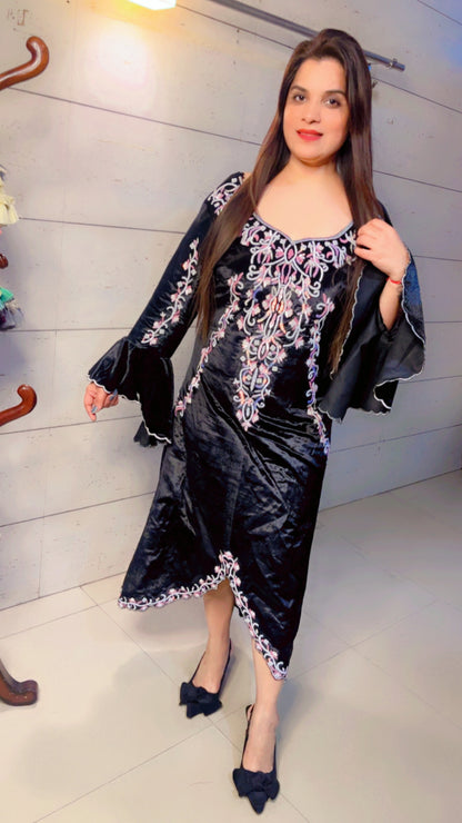 Black Winter Hand Worked Dress (WD002)