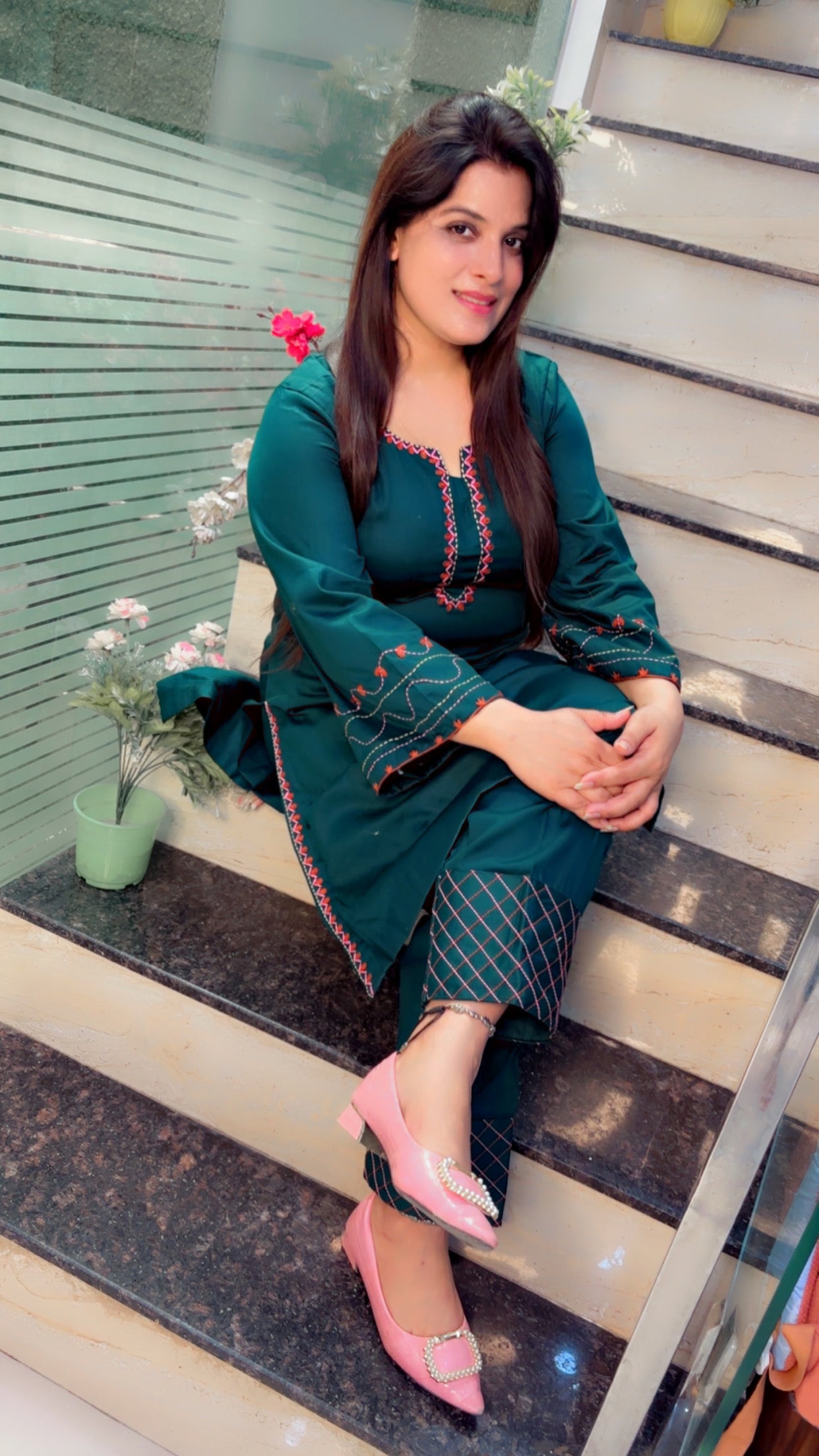 Green Cotton Co-Ord Set For Women (CS)