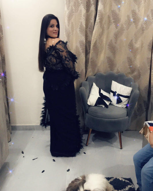 Black Designer Saree- Georgette Saree (SR003)