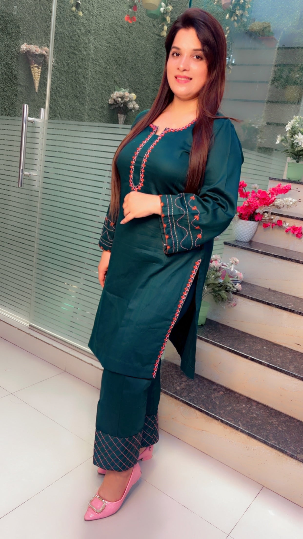 Green Cotton Co-Ord Set For Women (CS)