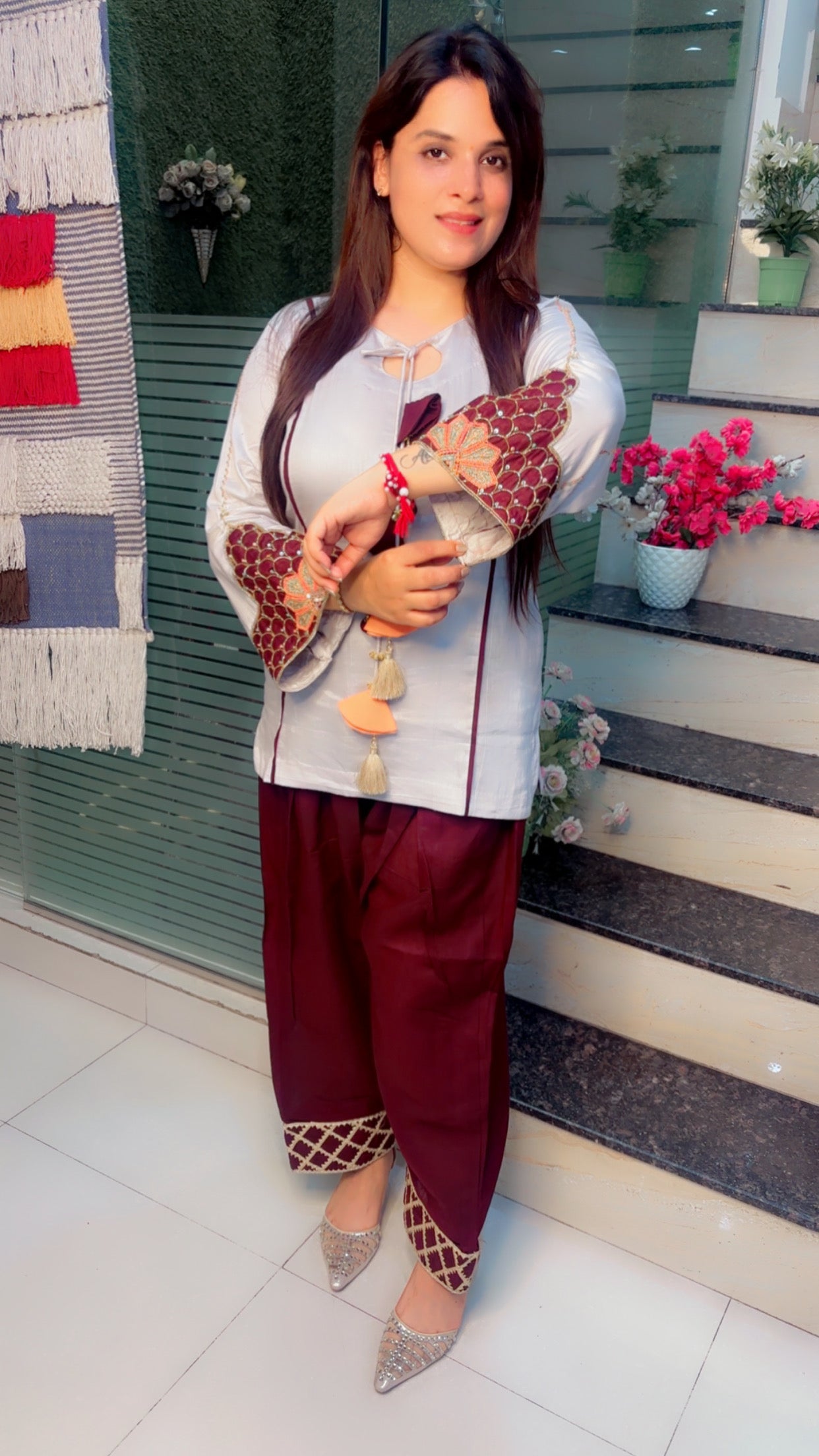 Light Grey Designer Cotton Co-Ord Set