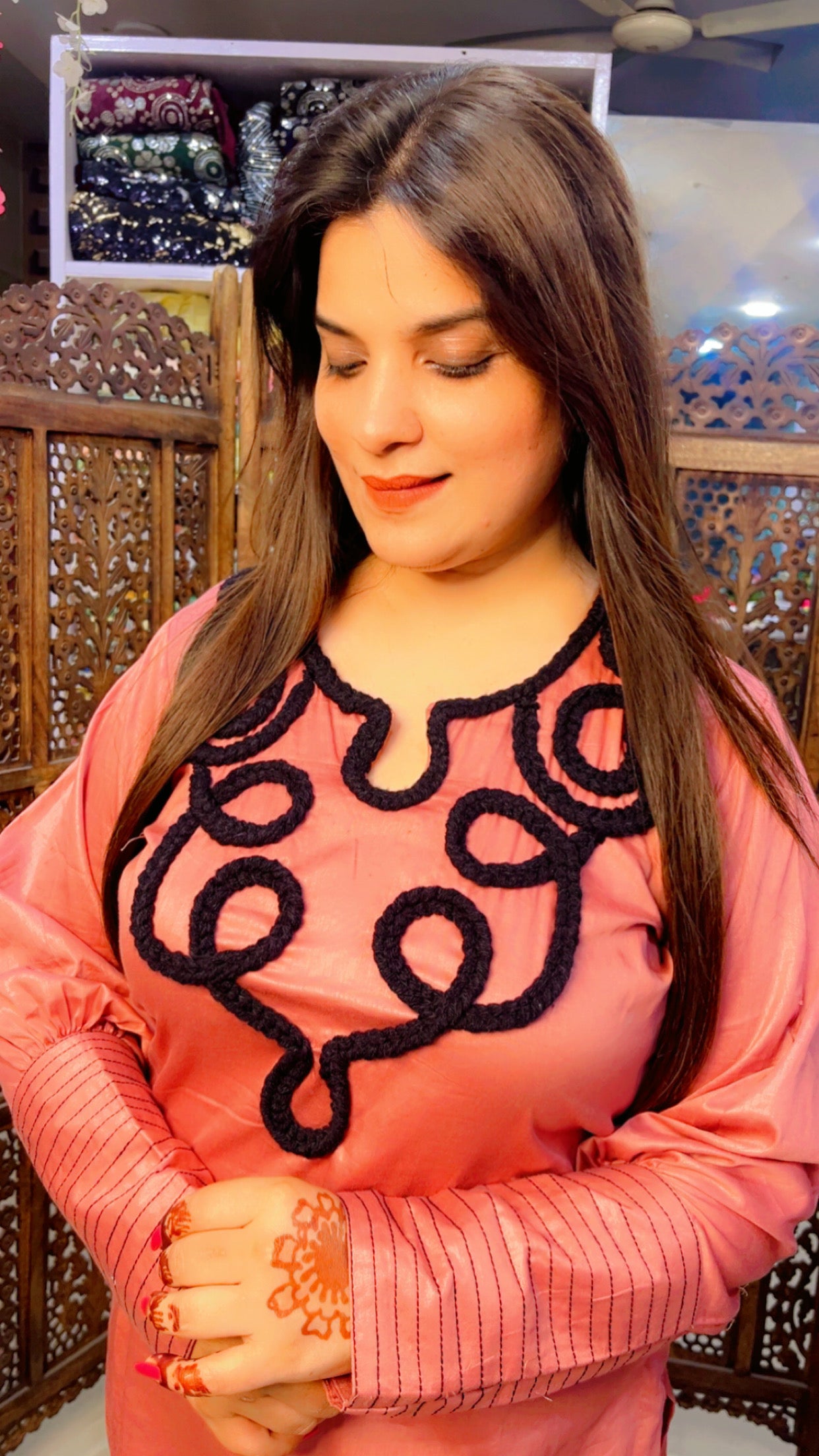 Rose Pink Cotton Fabric Embroidered Casual Wear Co-Ord Set (CS003)