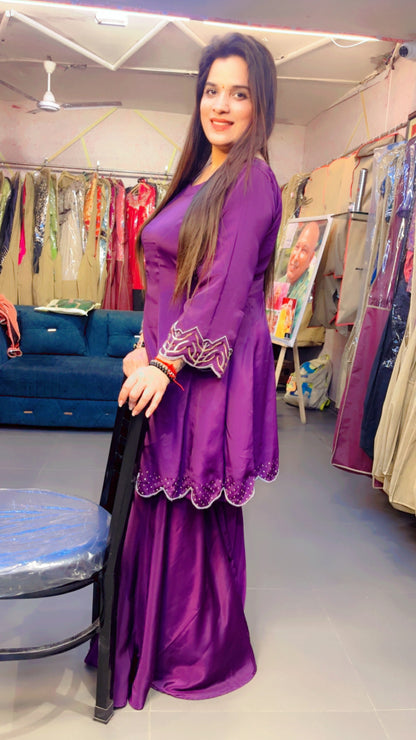 Purple A-line Embroidered Co-ord (CS007)