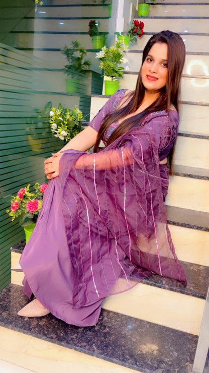 Mauve Wedding Wear Saree Cum Drape (SR015)