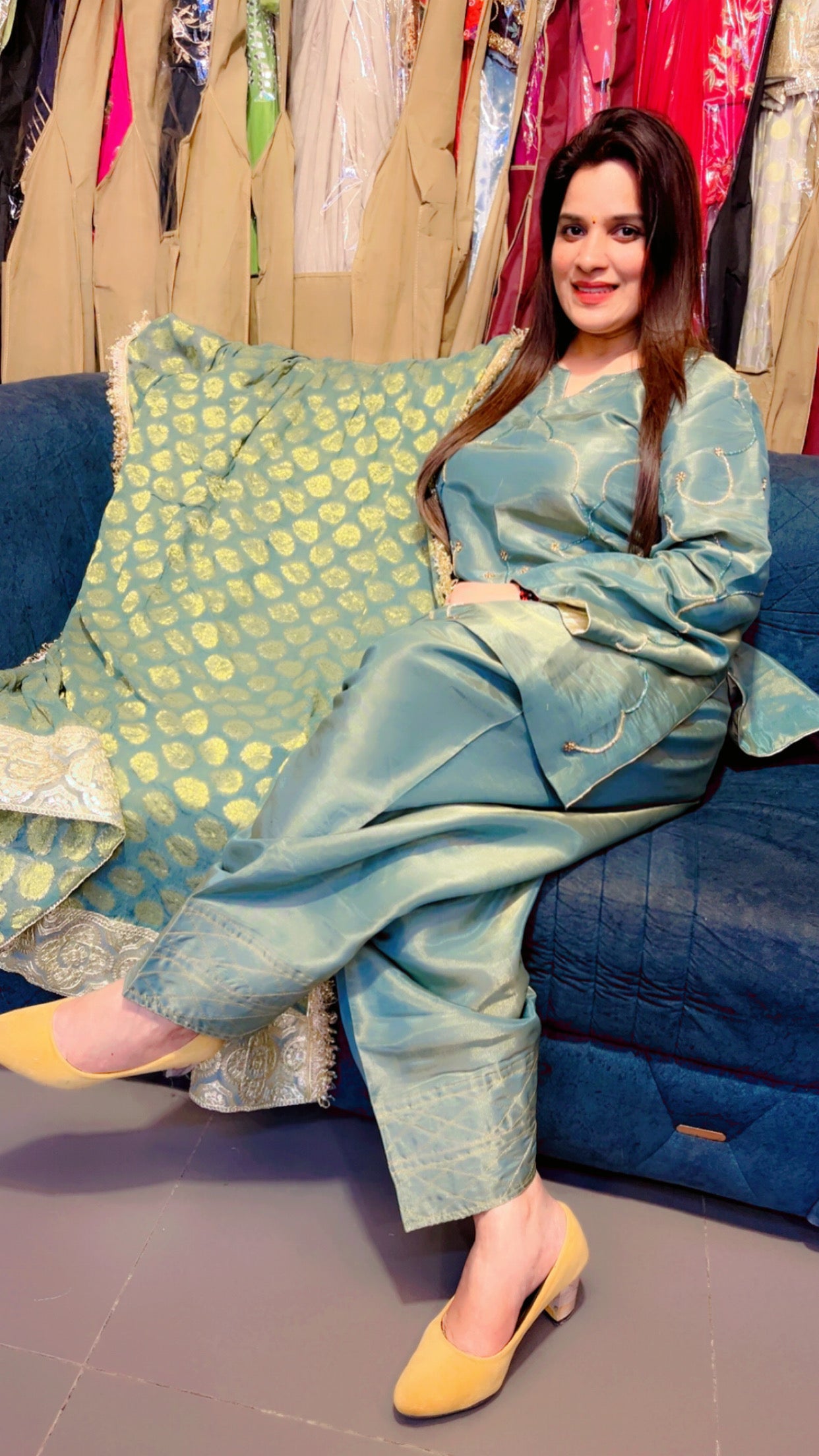 Green Embroidered Farshi Salwar Suit (FS001)