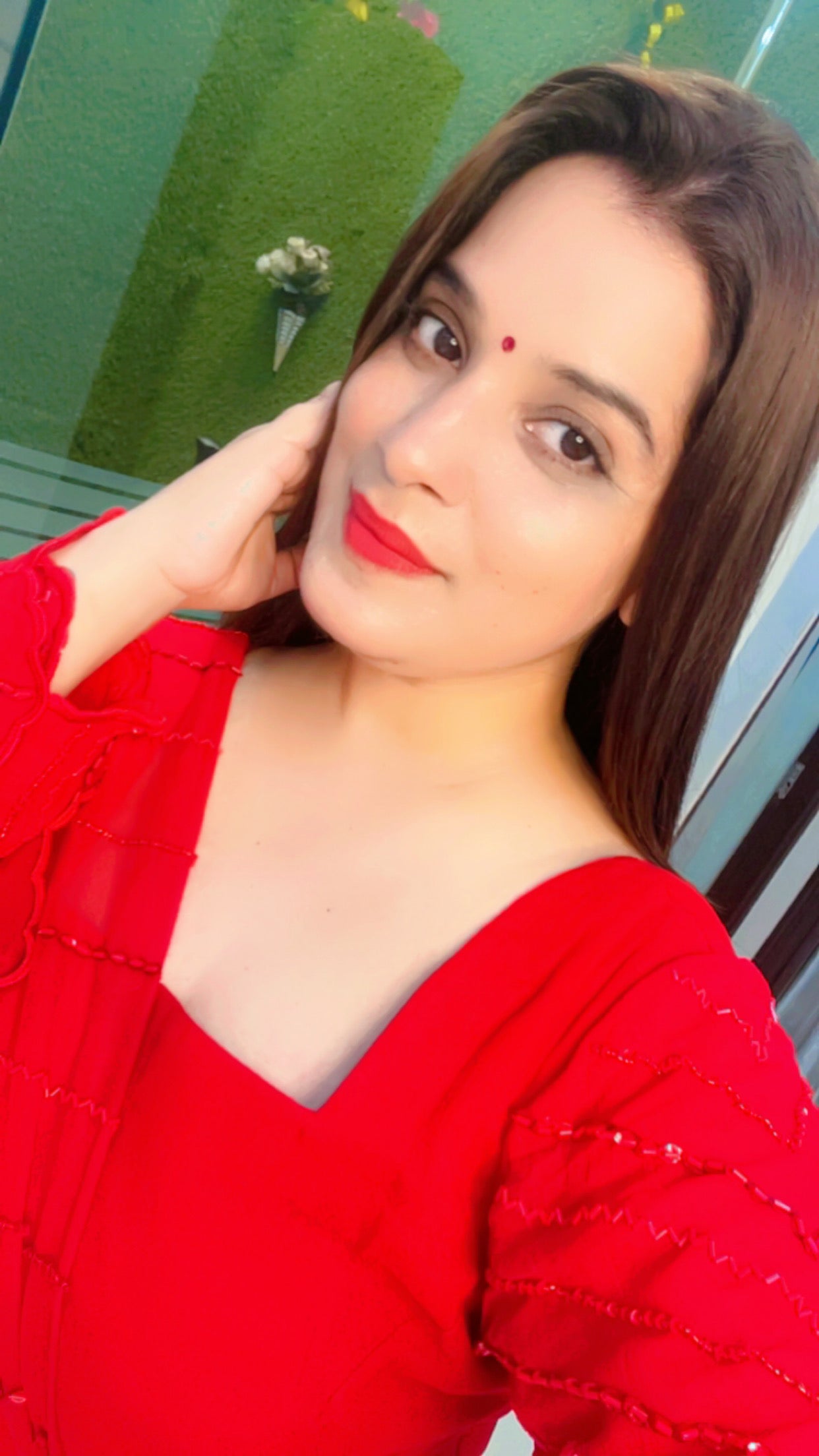 Red Embroidered Drape Saree (SR016)