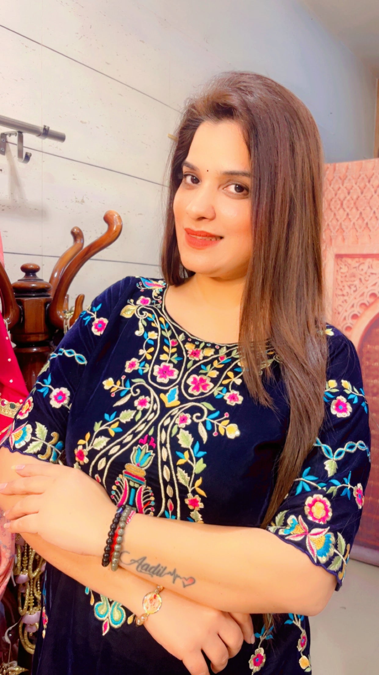 Navy Blue Embroidered Co-Ord Set (CS006)