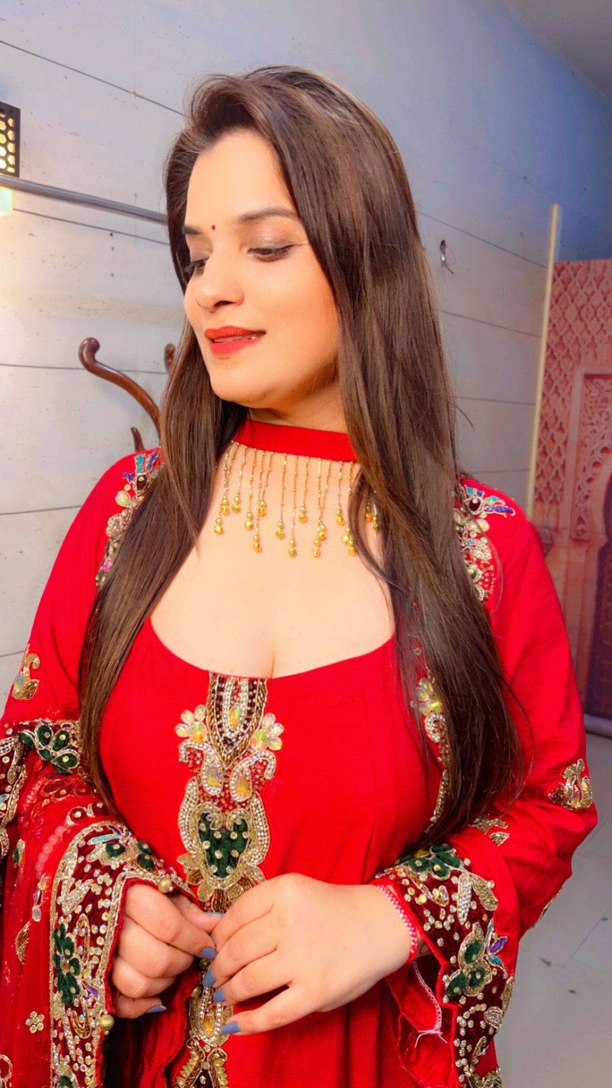 Red Anarkali Suit For Weddings (AS001)
