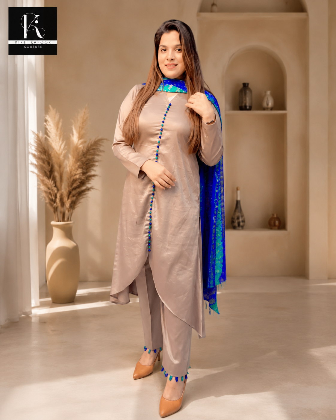 Cotton Pant Suit With Bandhani Print Dupatta (PS083)