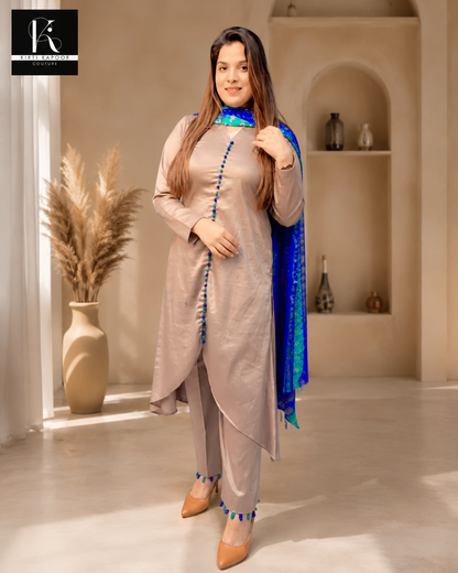 Cotton Pant Suit With Bandhani Print Dupatta (PS083)
