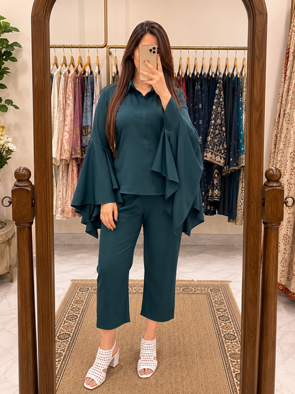 Bottle Green Co-Ord Set For Women (CS005)