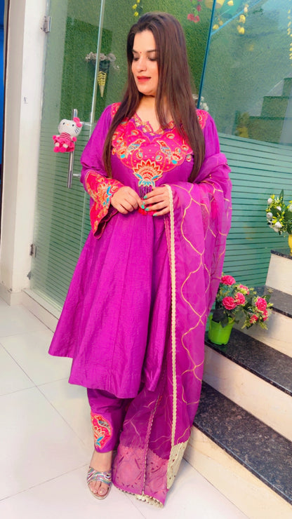 Purple Embroidered Anarkali Suit (AS002)