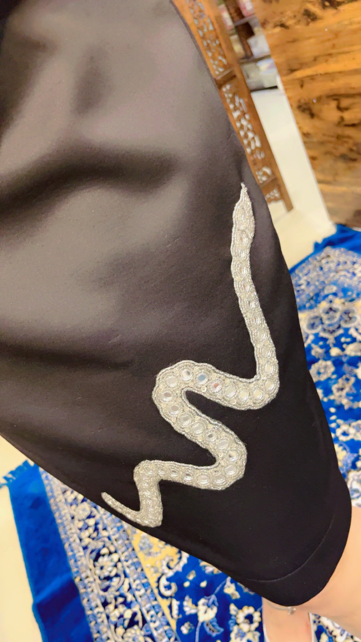 Black Banana Crepe Embroidered Snake Detail Tunic (TN020)