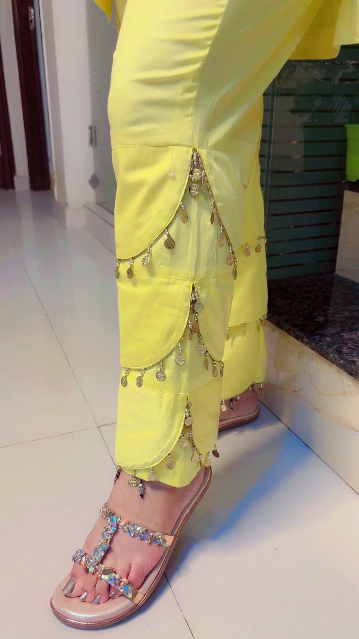 Light Yellow Cotton Embroidered Co-Ord Set (CS)