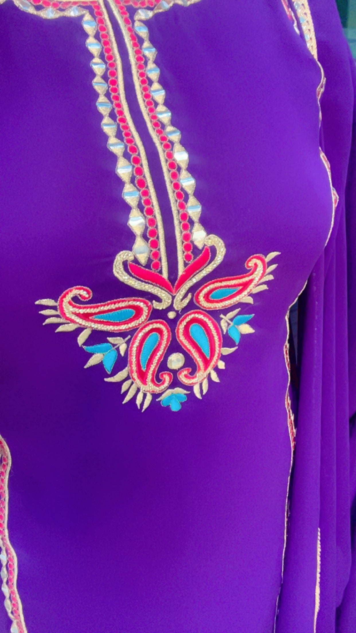Purple Georgette Embroidered Suit (SS006)