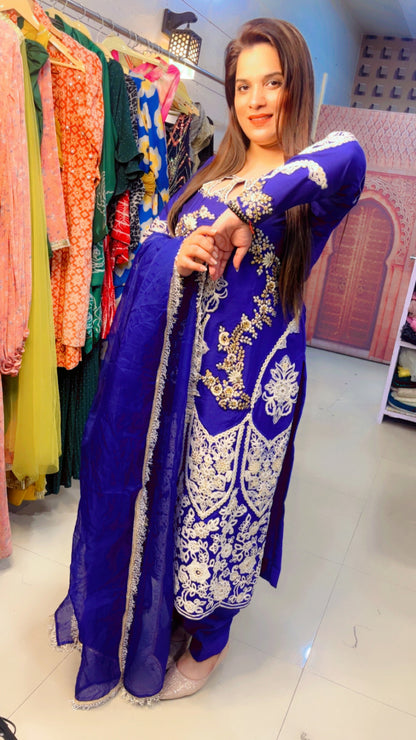 Blue Embroidered Suit (SS005)