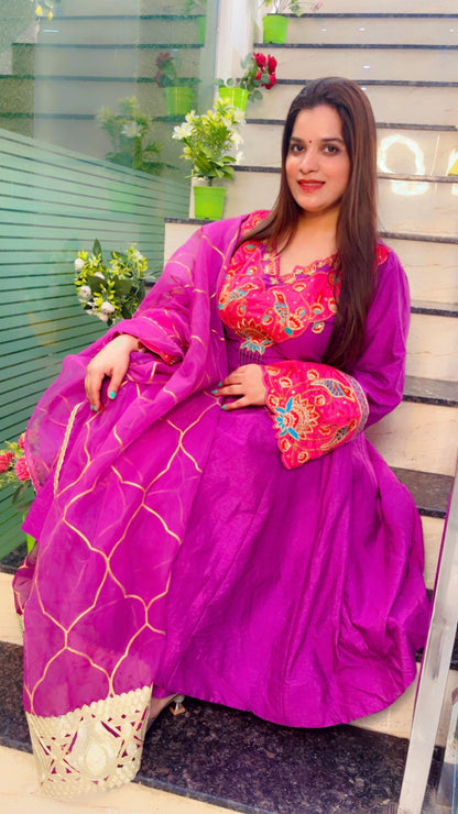 Purple Embroidered Anarkali Suit (AS002)