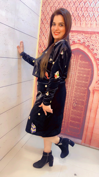 Black Patch Worked Skirt Top (ST001)