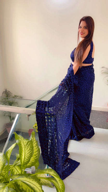 Blue Saree for Weddings (SR014)