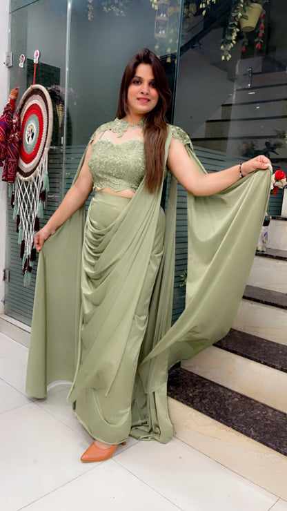 Moss Green Designer Saree For Weddings (SR020)
