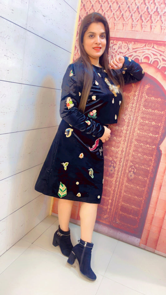 Black Patch Worked Skirt Top (ST001)