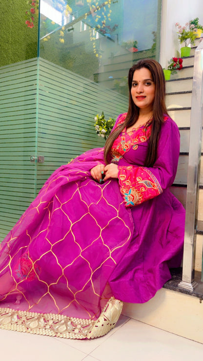 Purple Embroidered Anarkali Suit (AS002)