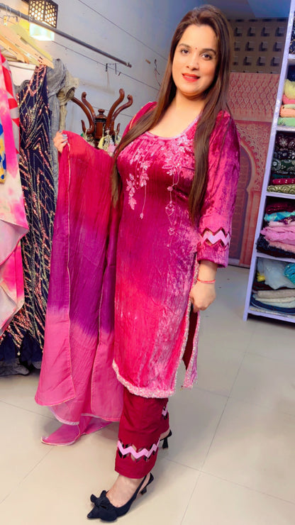 Ombre Pink Velvet Suit (PS007)
