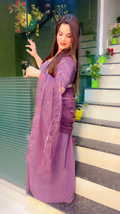 Mauve Wedding Wear Saree Cum Drape (SR015)