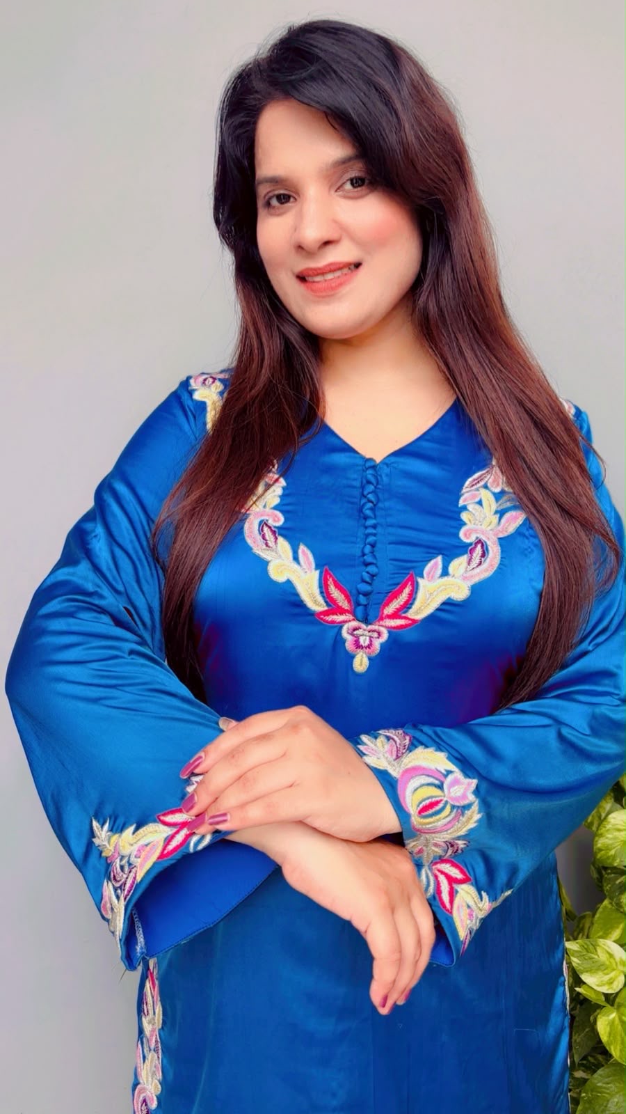 Double Layered Scalloping Palazzo Kurti And Dupatta Set
