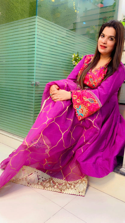 Purple Embroidered Anarkali Suit (AS002)